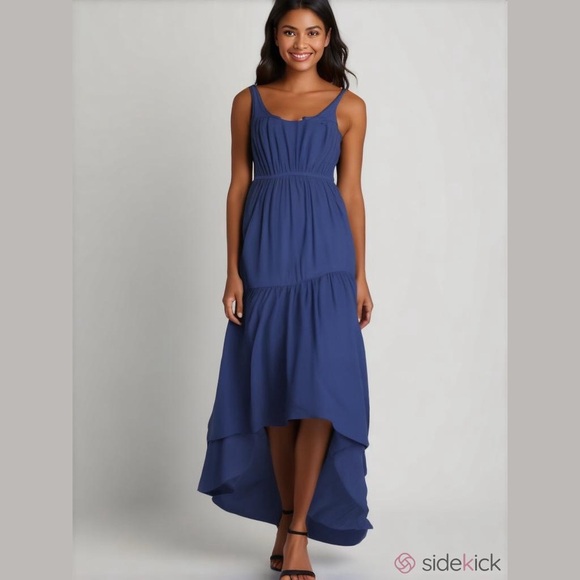 gf by geren ford Dresses & Skirts - gf by geren ford Cobalt Blue Maxi Dress Size XS High Low Hem Tiered Skirt NWOT